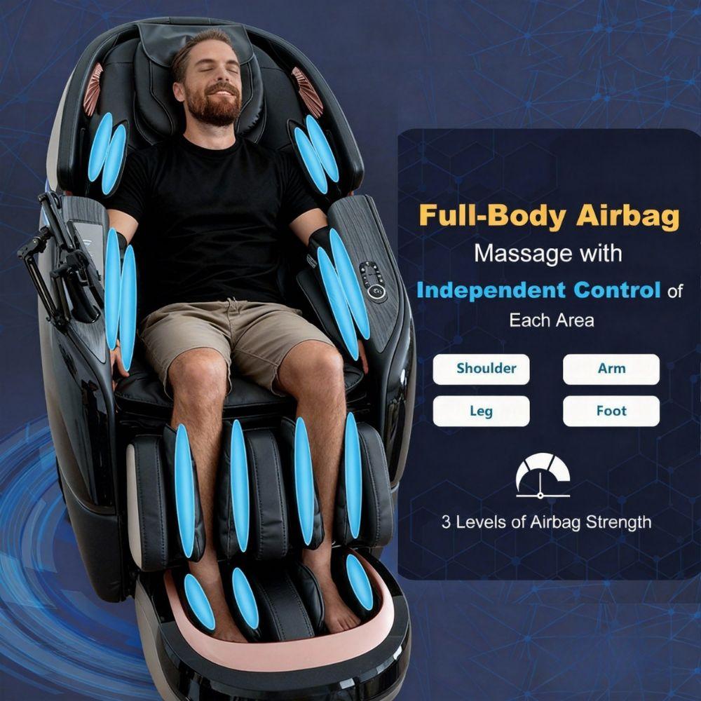 3XRELAX BV-1 Full Body Shiatsu Massage Chair, 4D Rollers, Zero Gravity, Thai Massage, Heat, S&L Track, Voice Control, Bluetooth Joystick, 180 lbs, 64" x 29.5" x 44