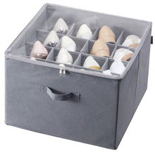 Load image into Gallery viewer, Under Bed Shoe Storage Organizer, 1 Pack, 16 Compartments, Underbed Shoe Box Storage Containers Adjustable Dividers, Sandal Organizer Storage with Clear Window, Breathable, Reinforced Handles
