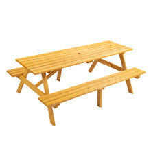 Load image into Gallery viewer, 8 Person Brown Wooden Picnic Table, Outdoor Camping Dining Table with 2 Seats, Garden, DIY with 2 Built-in Benches, 2220lb Capacity