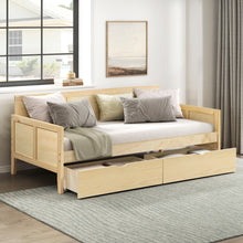 Load image into Gallery viewer, Natural Pine Finish 2pcs Storage Boxes with Caster Wheels Transitional Bedroom Furniture Under-Bed Toy Boxes