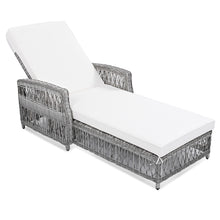 Load image into Gallery viewer, GO Outdoor Long Reclining Chaise, Wicker Lounge with Armrests, Patio Adjustable Recliner with Soft Removable Cushions, All Weather Rattan Pool Lounge for Poolside &amp; Garden, Beige