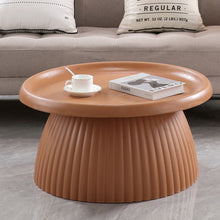 Load image into Gallery viewer, Light Coffee Magnesium Oxide Fluted Base Side Table, 17.72" Diameter Round Accent Table