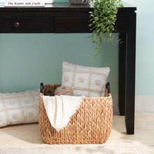 Load image into Gallery viewer, Ludmilla Rectangular Multi Purpose Water Hyacinth Woven Wicker Baskets with Handles - 16" x 12" x 13" - Natural Brown - For Towel, Toys, Magazine and Kitchen Storage