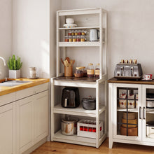 Load image into Gallery viewer, 31.5" White and Black color 5-Tier Bakers Rack for Kitchen with Storage, Coffee Bar, Kitchen Shelves,  Microwave Stand