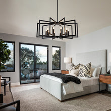 Load image into Gallery viewer, 10-Light Metal Lantern Tiered Pendant Hanging Light Fixtures, Industrial Farmhouse Adjustable Height Chandeliers for Dining Room Hallway Foyer Entryway--Matte Black (E26 Bulbs Not Included)