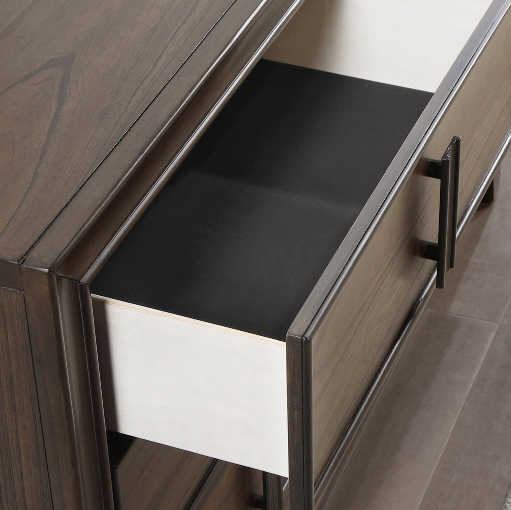 Aetheria Contemporary Wood 6-Drawer Dresser in Dark Brown