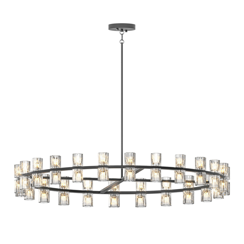 (L005030-D48-P48B/W1340P310779)48 Inches Luxury Chandeliers Crystal Living Room Decorative Lights Simple Modern Dining Room LED Lighting,for Home Decor (Bulbs Included) Black