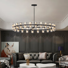 Load image into Gallery viewer, (L005030-D48-P48B/W1340P310779)48 Inches Luxury Chandeliers Crystal Living Room Decorative Lights Simple Modern Dining Room LED Lighting,for Home Decor (Bulbs Included) Black