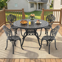 Load image into Gallery viewer, Ø47.24-inch Cast Aluminum Patio Dining Table With Black Frame and Carved Texture on the Tabletop (same sku: W171084479)