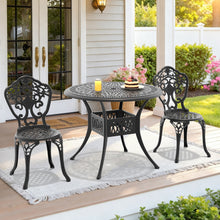 Load image into Gallery viewer, Ø35.43-inch Cast Aluminum Patio Dining Table With Black Frame and Umbrella Hole (same sku: W171084475,W1710P497717)