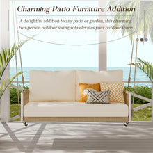 Load image into Gallery viewer, TREXM 1-Piece Woven Rope Outdoor Swing Sofa with Soft Cushions Seating 2 for Patio, Courtyard and Balcony (Beige)