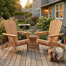 Load image into Gallery viewer, Wood Lounge Patio Chair for Garden Outdoor Wooden Folding Embossed Adirondack Chair Solid Wood Lounge Patio Chair with Wood Grain