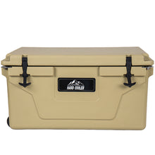 Load image into Gallery viewer, Khaki color ice cooler box 65QT camping ice chest beer box outdoor fishing cooler