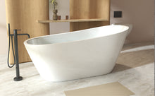 Load image into Gallery viewer, 67"Special-shaped Freestanding Slipper Bathtub: Gloss White Finish, Chrome Overflow &amp; Pop-Up Drain, cUPC Certified