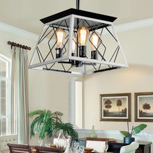 Load image into Gallery viewer, 16" Black Industrial 4-Light Pendant Chandelier, Modern Metal Cage Design, Adjustable Hanging Light for Dining Room, Kitchen, Living Room (No Bulbs)