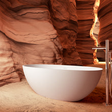 Load image into Gallery viewer, 65" Freestanding Solid Surface Bathtub, Luxury Handcrafted Stone Resin Freestanding Soaking Bathtub with Overflow and Pop-up Drain, Matte White 24S06-65MW