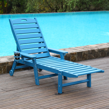 Load image into Gallery viewer, HDPE Chaise Lounge Chair Outdoor, Pool Lounge Chairs with 4-Position Adjustable Backrest, Supports Up to 360 LBS for Patio Poolside Deck Beach Backyard (black)