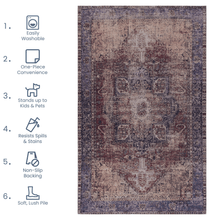 Load image into Gallery viewer, MAVAL Burgundy Washable Rug 2'6'' x 10' Runner Rug (Burgundy, 2'6'' x 10') Modern, Contemporary, Non-Shedding &amp; Easy to Clean, Ideal for Living Room, Bedroom, Dining Space, 120*30 inch