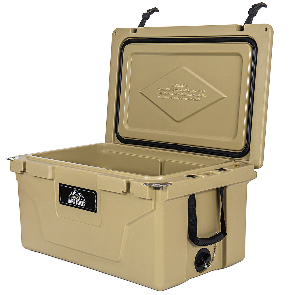 Khaki color ice cooler box 65QT camping ice chest beer box outdoor fishing cooler