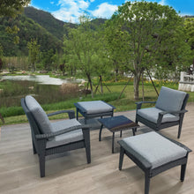 Load image into Gallery viewer, Patio Furniture Outdoor Chair And Ottoman 5 Pieces Rattan Seating Group with Cushions