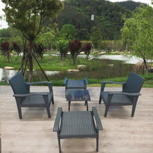 Load image into Gallery viewer, Patio Furniture Outdoor Chair And Ottoman 5 Pieces Rattan Seating Group with Cushions