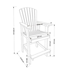 Load image into Gallery viewer, HDPE Bar Chair, Outdoor Tall Adirondack Chairs Set of 2, Patio Bar Stool Chair with High Back White + Gray, Set of 2