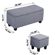 Load image into Gallery viewer, [VIDEO] Large Storage Ottoman Bench Set, 3 in 1 Combination Ottoman, Tufted Ottoman Linen Bench for Living Room, Entryway, Hallway, Bedroom Support 250lbs