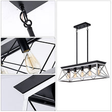 Load image into Gallery viewer, (Same as W134065438/L1001) 32" Black White Industrial 5-Light Pendant Chandelier, Modern Metal Cage Design, Adjustable Hanging Light for Dining Room, Kitchen, Living Room (No Bulbs)