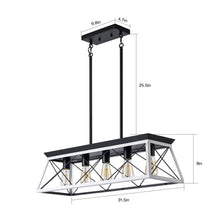 Load image into Gallery viewer, (Same as W134065438/L1001) 32" Black White Industrial 5-Light Pendant Chandelier, Modern Metal Cage Design, Adjustable Hanging Light for Dining Room, Kitchen, Living Room (No Bulbs)
