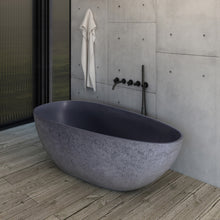 Load image into Gallery viewer, 65 inch freestanding solid surface soaking bathtub for bathroom