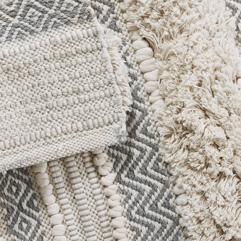 Woven Texture Stripe Bath Rug Grey 20x32"