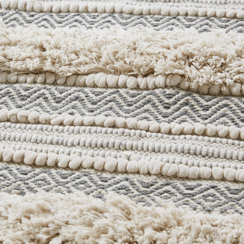 Woven Texture Stripe Bath Rug Grey 20x32"