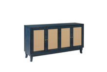 Load image into Gallery viewer, Handcrafted Premium Grain Panels,Rattan Sideboard Buffer Cabinet,Accent Storage Cabinet With 4 Rattan Doors, Modern Storage Cupboard Console Table with Adjustable Shelves for Living Room ,BLUE