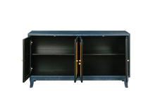 Load image into Gallery viewer, Handcrafted Premium Grain Panels,Rattan Sideboard Buffer Cabinet,Accent Storage Cabinet With 4 Rattan Doors, Modern Storage Cupboard Console Table with Adjustable Shelves for Living Room ,BLUE