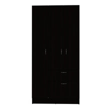 Load image into Gallery viewer, Primavera Armoire, Double Door Cabinets, One Drawer, Metal Rod, Five Shelves -Black / White