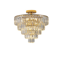 Load image into Gallery viewer, Gold Crystal Chandeliers,5-Tier Round Semi Flush Mount Chandelier Light Fixture,Large Contemporary Luxury Ceiling Lighting for Living Room Dining Room Bedroom Hallway