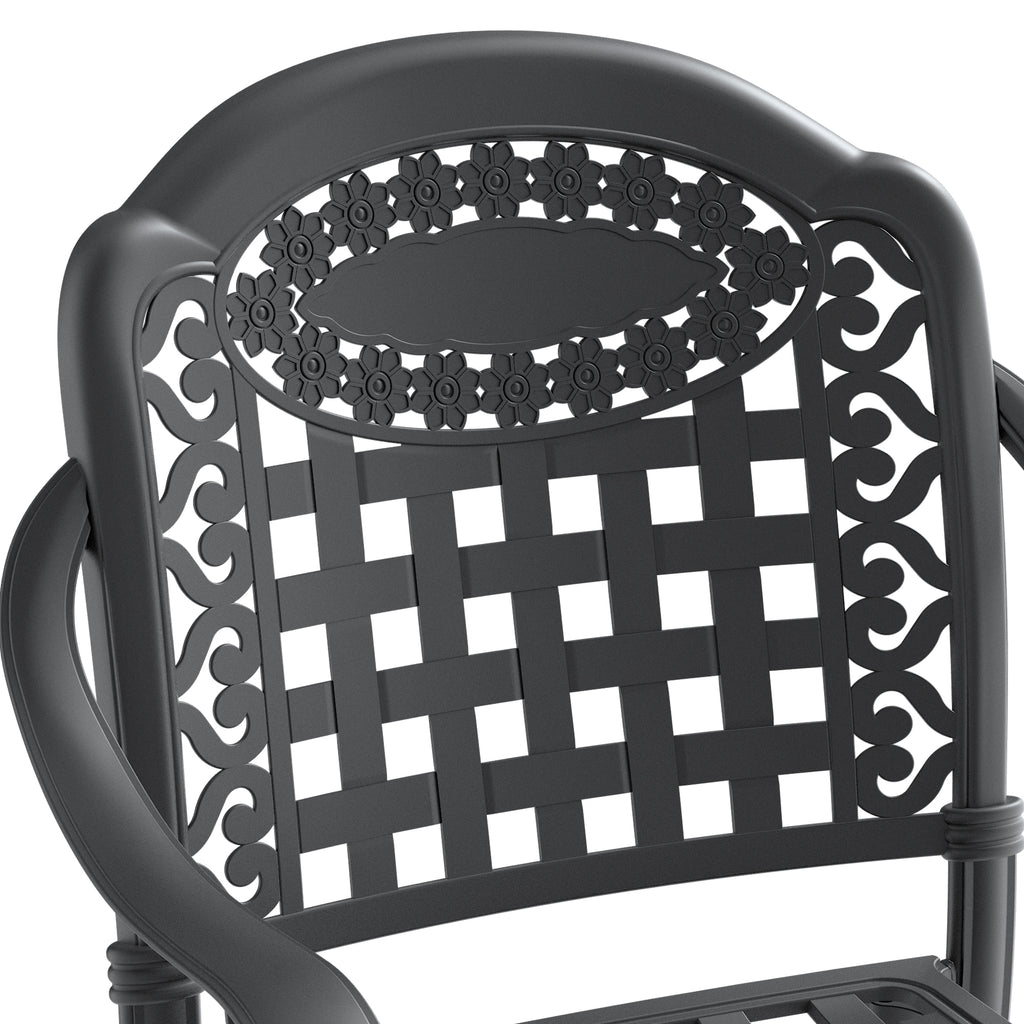 Cast Aluminum Patio Dining Chair 2PCS With Black Frame and Blue Cushions (same sku: W171091759)