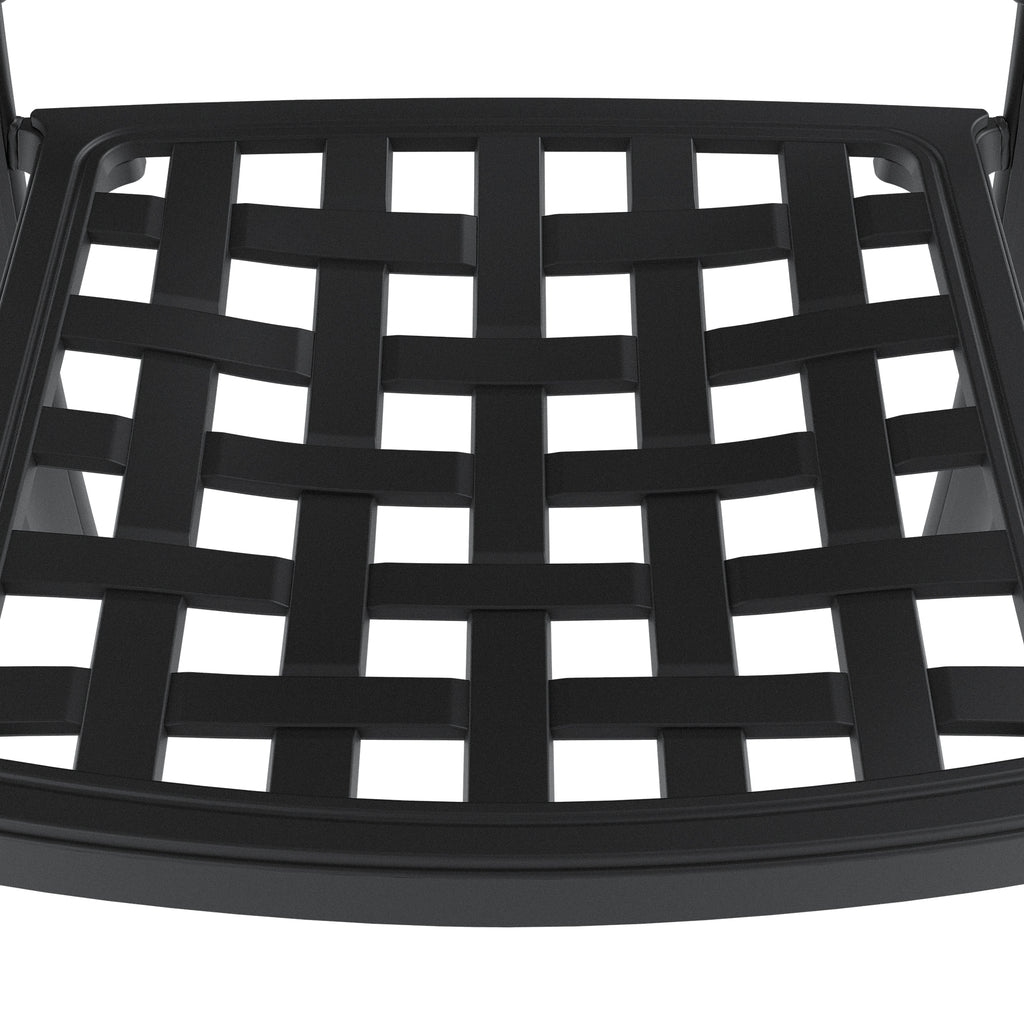 Cast Aluminum Patio Dining Chair 2PCS With Black Frame and Blue Cushions (same sku: W171091759)
