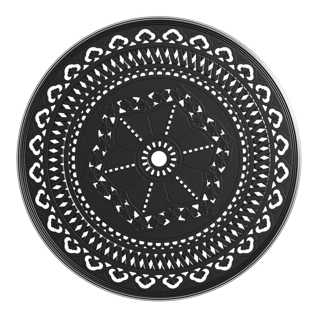 Ø39.37-inch Cast Aluminum Patio Dining Table With Black Frame and Umbrella Hole (same sku: W171084477)