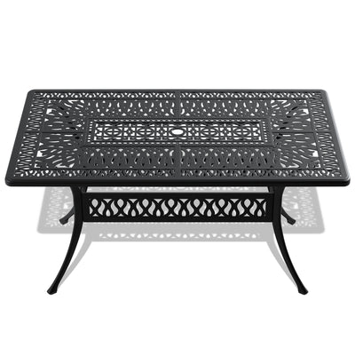 L58.27*W34.65-inch Cast Aluminum Patio Dining Table With Black Frame and Umbrella Hole (same sku: W171084481)