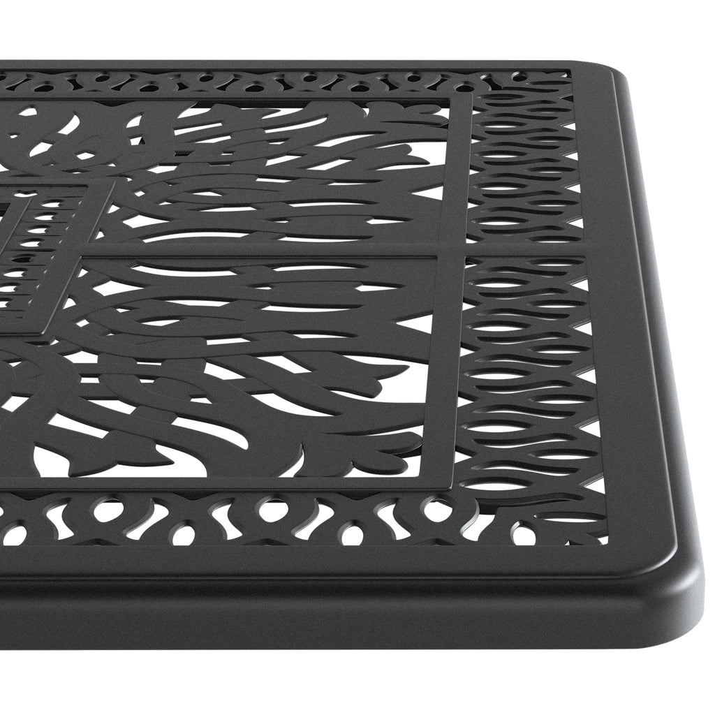 L58.27*W34.65-inch Cast Aluminum Patio Dining Table With Black Frame and Umbrella Hole (same sku: W171084481)