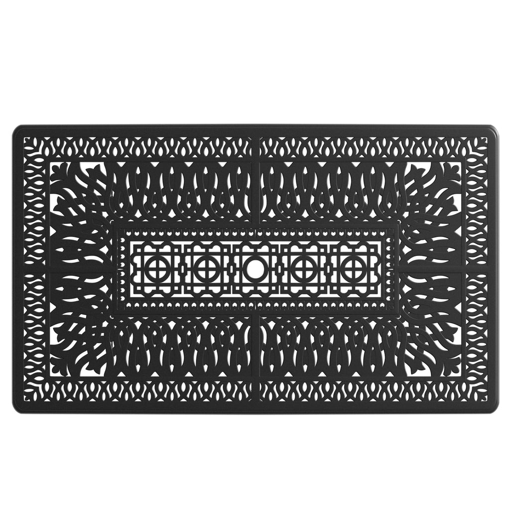 L58.27*W34.65-inch Cast Aluminum Patio Dining Table With Black Frame and Umbrella Hole (same sku: W171084481)