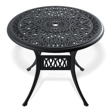 Load image into Gallery viewer, Ø35.43-inch Cast Aluminum Patio Dining Table With Black Frame and Umbrella Hole (same sku: W171084475,W1710P497717)