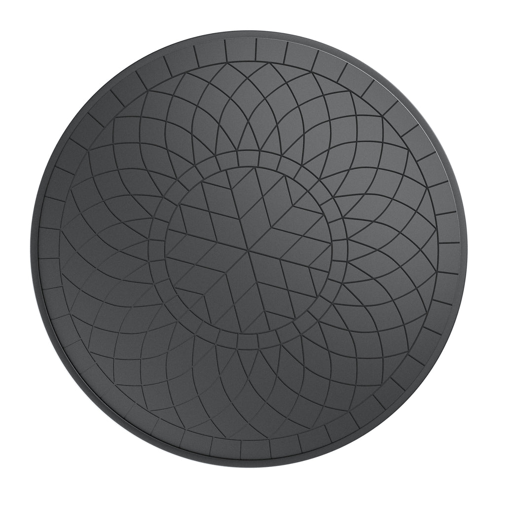 Ø47.24-inch Cast Aluminum Patio Dining Table With Black Frame and Carved Texture on the Tabletop (same sku: W171084479)