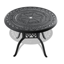 Load image into Gallery viewer, Ø39.37-inch Cast Aluminum Patio Dining Table With Black Frame and Umbrella Hole (same sku: W171084477)