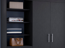Load image into Gallery viewer, Kenya 3 Drawers Armoire, Double Door, 3-Tier Shelf -Black