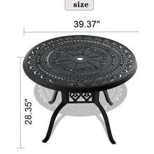 Load image into Gallery viewer, Ø39.37-inch Cast Aluminum Patio Dining Table With Black Frame and Umbrella Hole (same sku: W171084477)