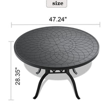 Load image into Gallery viewer, Ø47.24-inch Cast Aluminum Patio Dining Table With Black Frame and Carved Texture on the Tabletop (same sku: W171084479)