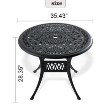 Load image into Gallery viewer, Ø35.43-inch Cast Aluminum Patio Dining Table With Black Frame and Umbrella Hole (same sku: W171084475,W1710P497717)