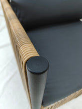 Load image into Gallery viewer, New Comming Outdoor PE Brown Wicker 2seats Sofa with Grey Cushion and Table Set
